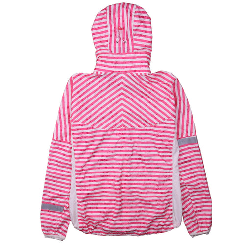 Nike Womens Pink Striped Hooded Lightweight Windbreaker Jacket M