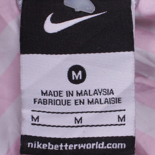 Nike Womens Pink Striped Hooded Lightweight Windbreaker Jacket M