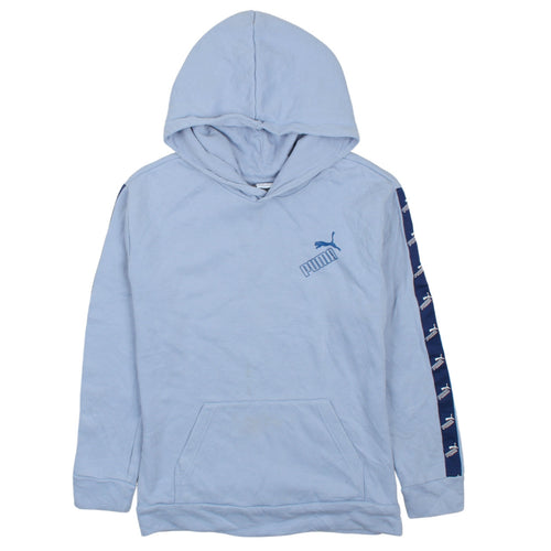 Puma Teens Blue Pullover Hoodie with Logo Tape Detail Size L 14-16