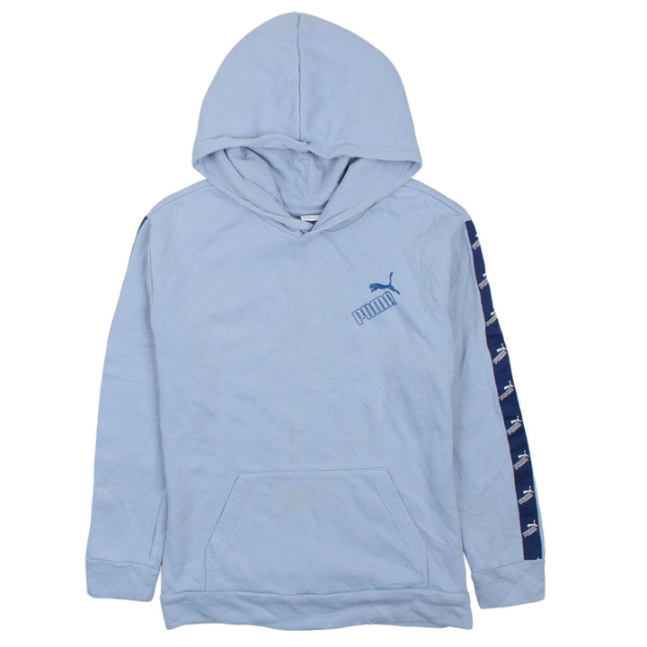 Puma Teens Blue Pullover Hoodie with Logo Tape Detail Size L 14-16