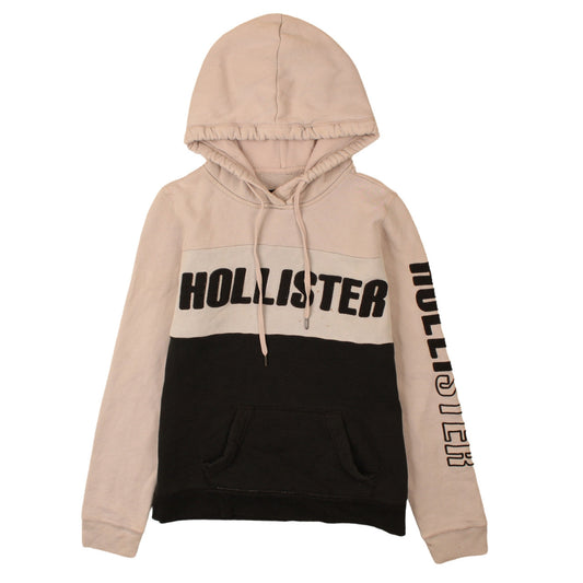 Hollister Men's Beige Pullover Hoodie M Fleece Graphic Logo Sweatshirt