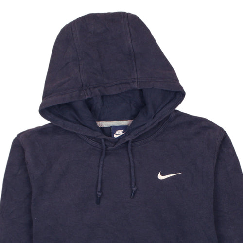 Nike Men's Blue Small Pullover Hoodie with Logo and Drawstring