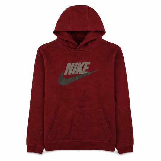 Front view of Nike women’s burgundy pullover hoodie xl logo front sweatshirt