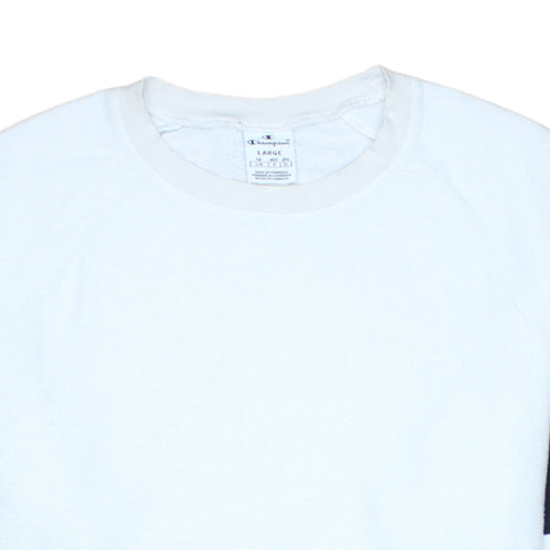 Champion Women's White Crew Neck Sweatshirt Large Logo Sleeve Detail