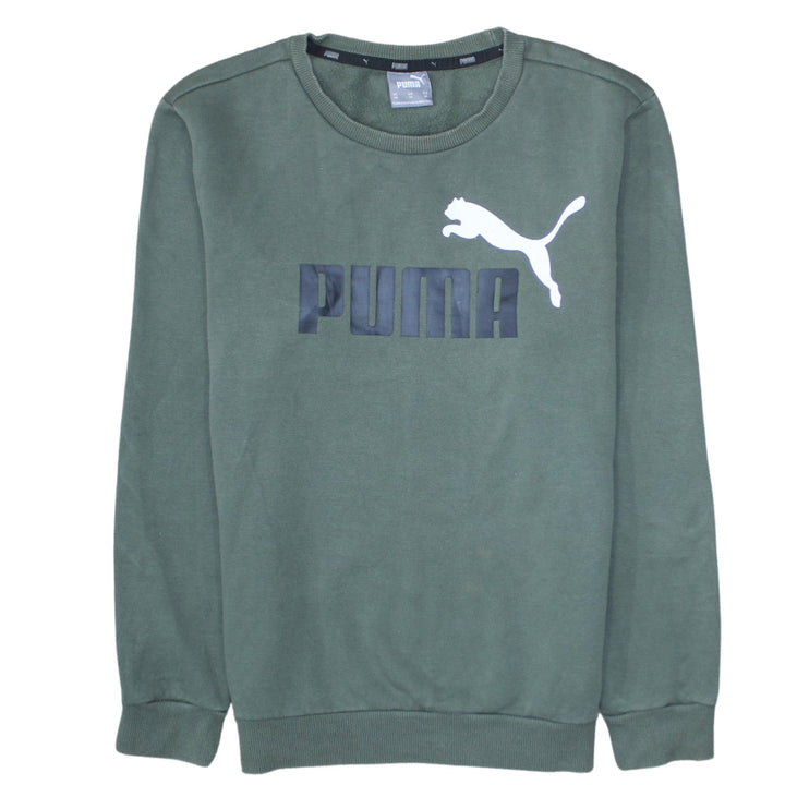 Puma Men's Green XS Crew Neck Logo Sweatshirt Pullover