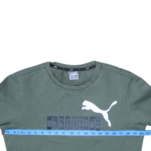 Puma Men's Green XS Crew Neck Logo Sweatshirt Pullover