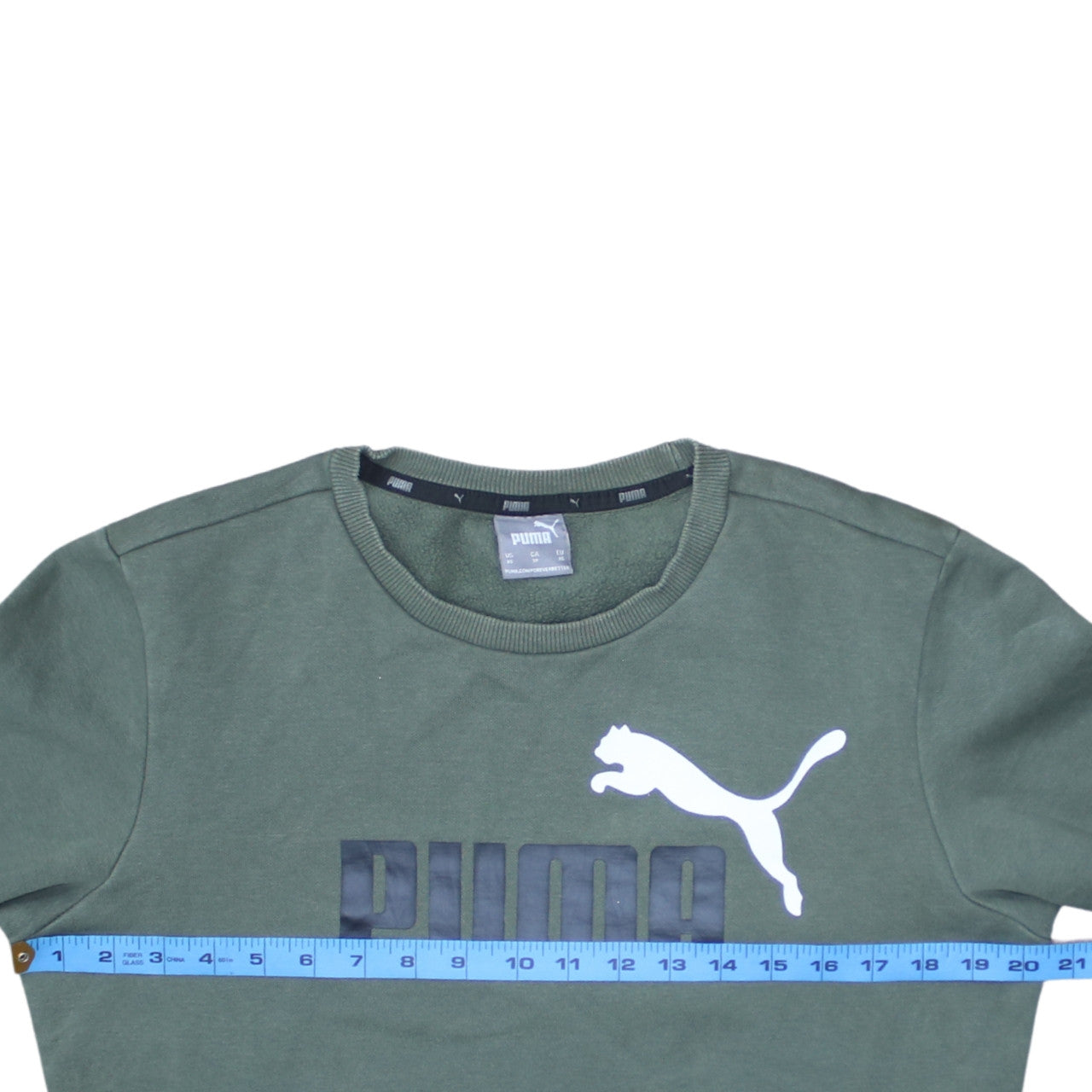 Puma Men's Green XS Crew Neck Logo Sweatshirt Pullover