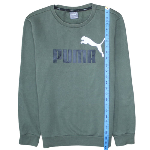 Puma Men's Green XS Crew Neck Logo Sweatshirt Pullover