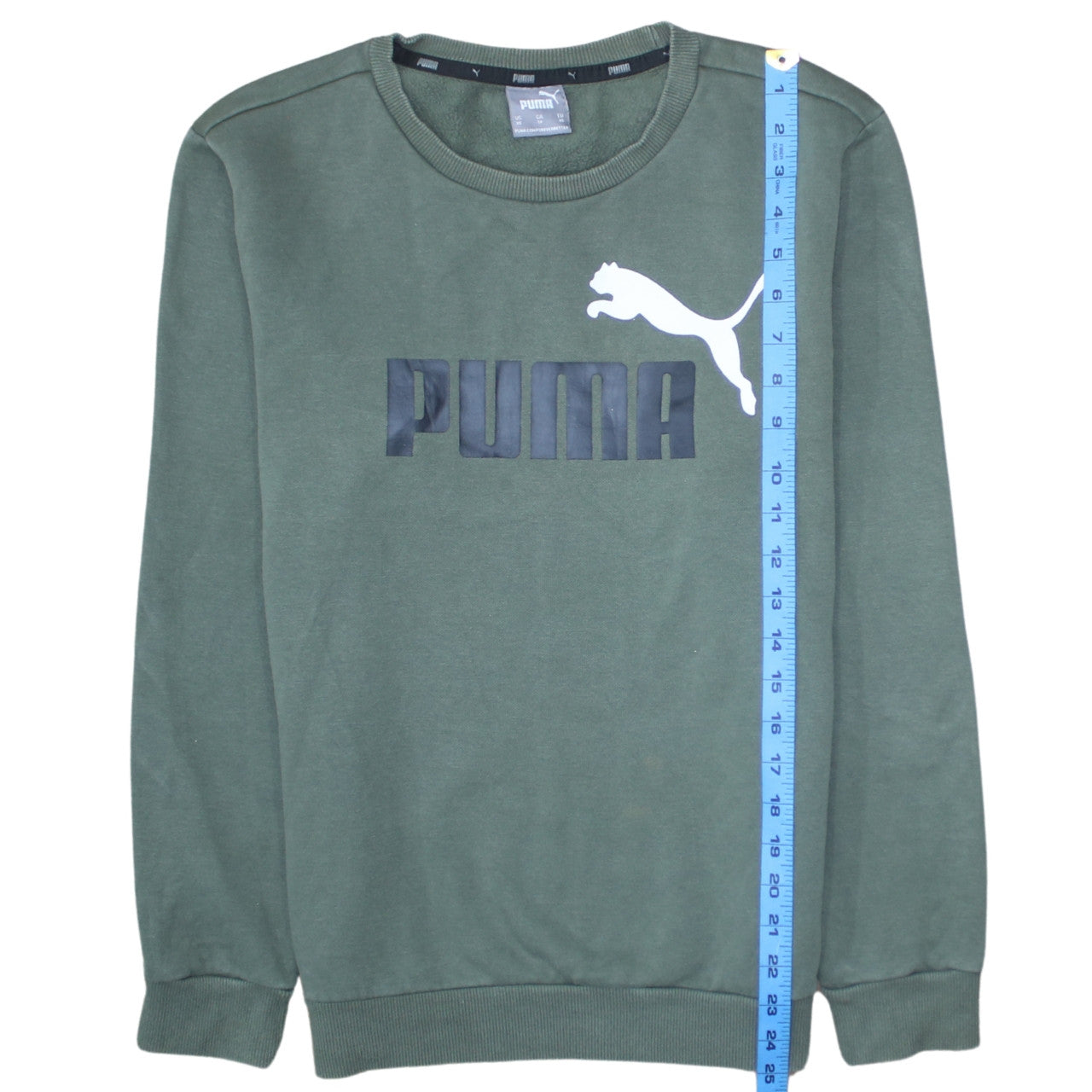 Puma Men's Green XS Crew Neck Logo Sweatshirt Pullover