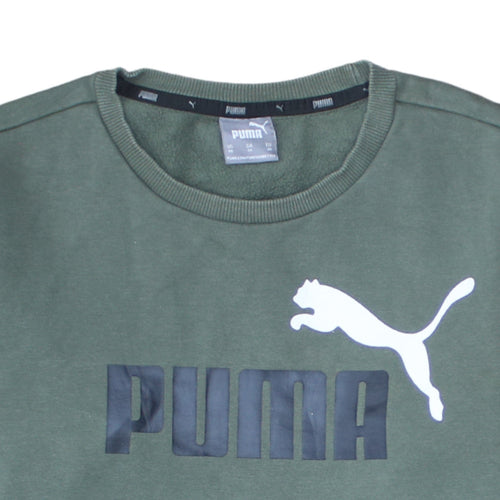Puma Men's Green XS Crew Neck Logo Sweatshirt Pullover