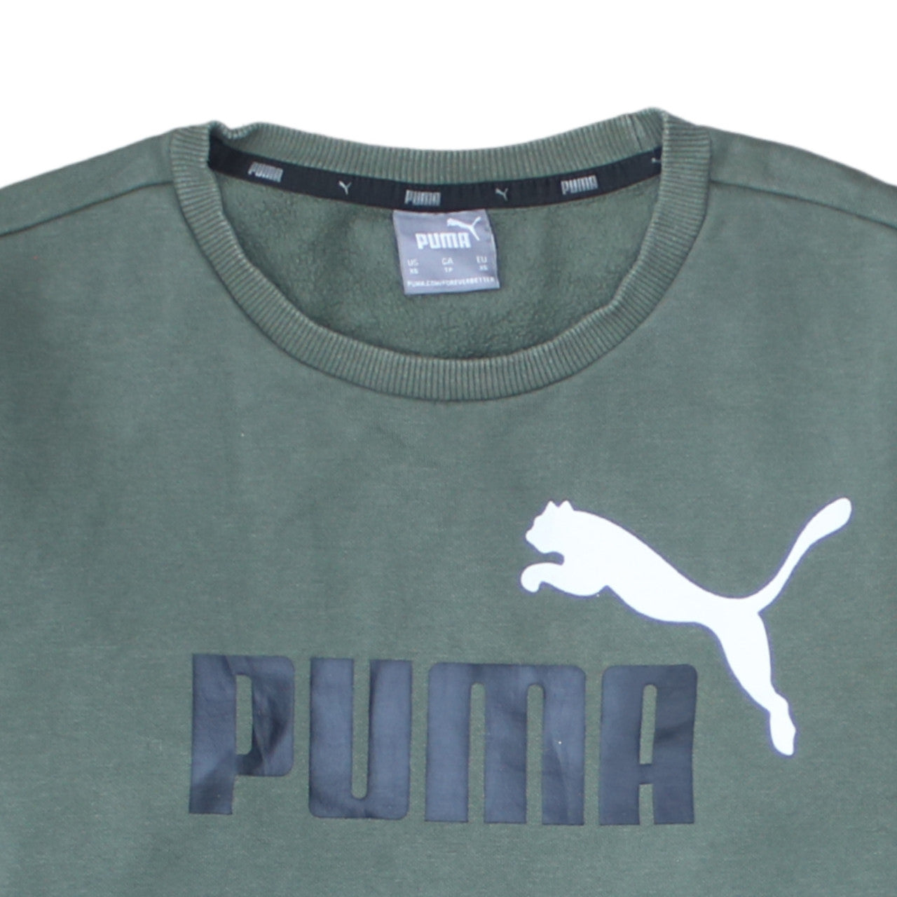 Puma Men's Green XS Crew Neck Logo Sweatshirt Pullover