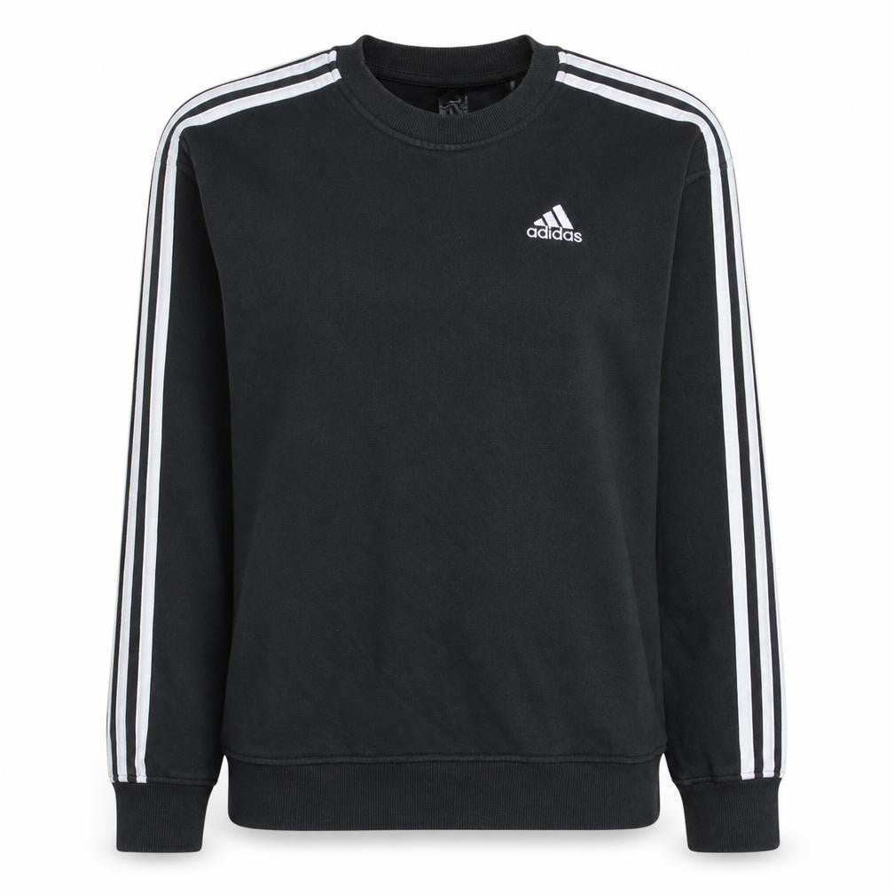 Front view of Adidas Women Black XS Pullover Sweatshirt Crew Neck 3-Stripe Detail