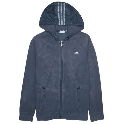 Adidas Women Navy Blue Full Zip Hooded Fleece Jacket Size 12