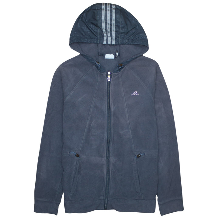 Adidas Women Navy Blue Full Zip Hooded Fleece Jacket Size 12