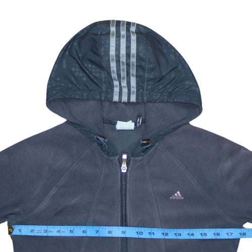Adidas Women Navy Blue Full Zip Hooded Fleece Jacket Size 12