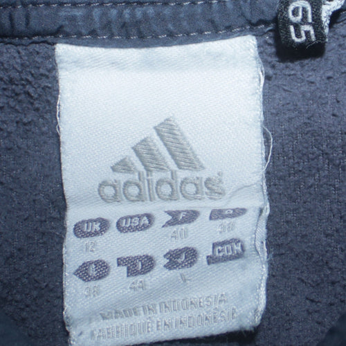 Adidas Women Navy Blue Full Zip Hooded Fleece Jacket Size 12