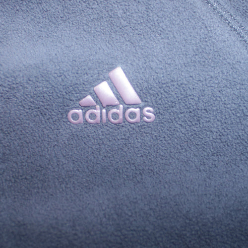 Adidas Women Navy Blue Full Zip Hooded Fleece Jacket Size 12