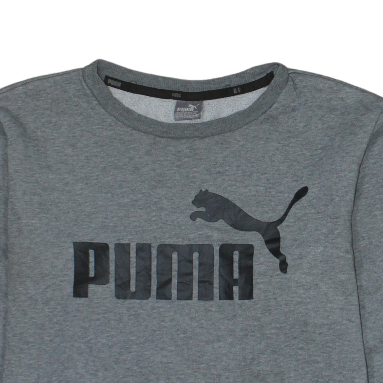 Puma Boys Grey Crew Neck Pullover Sweatshirt 15-16 Years Logo Print