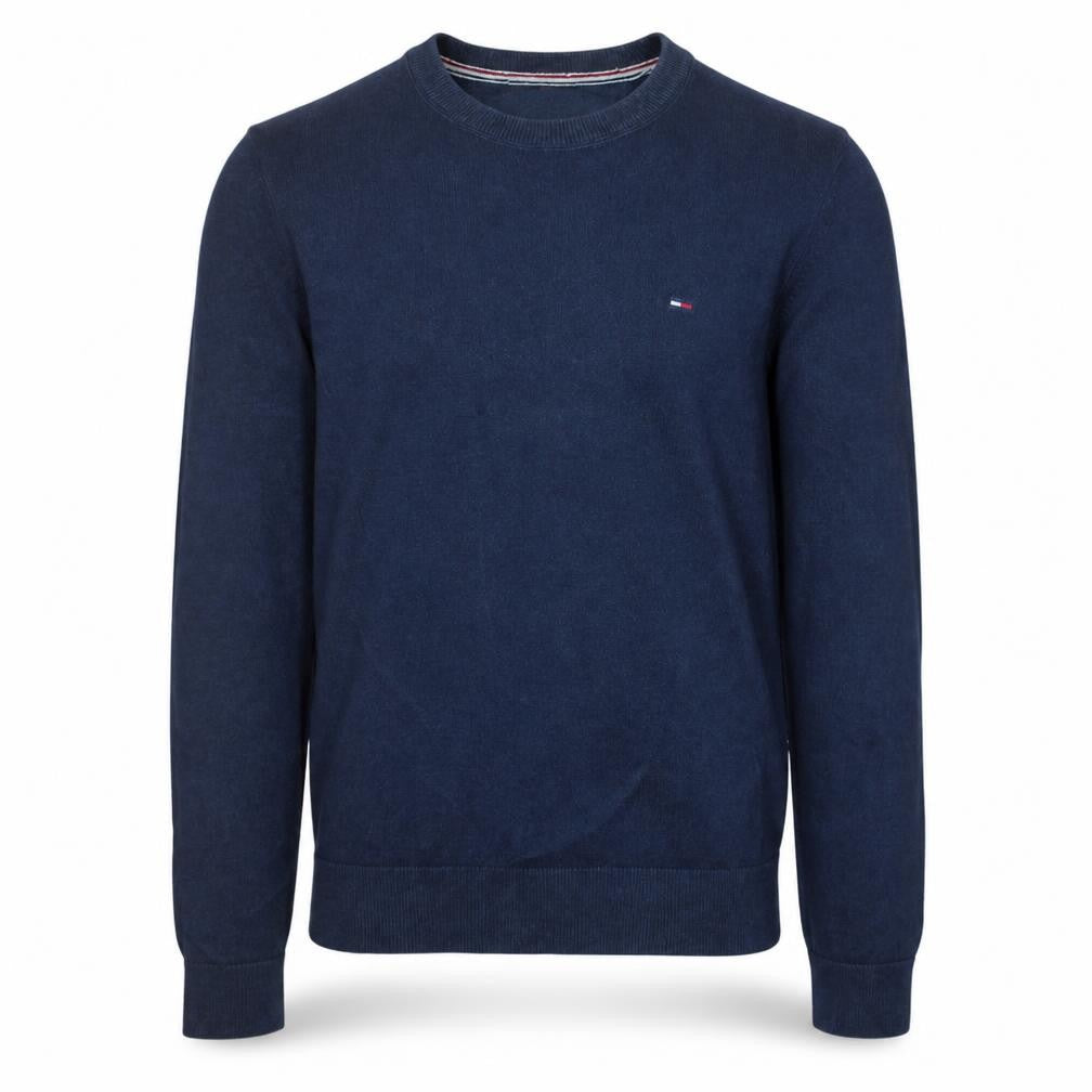 Front view of Tommy Hilfiger Men's Blue Crew Neck Cotton jumper M