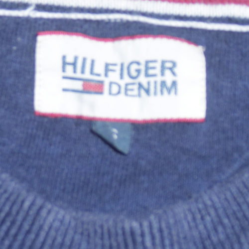 Tommy Hilfiger Men's Blue Crew Neck Cotton Pullover Jumper M