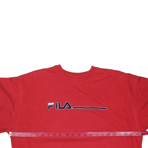 Fila Mens Red Crew Neck Pullover Sweatshirt Size S Logo Print