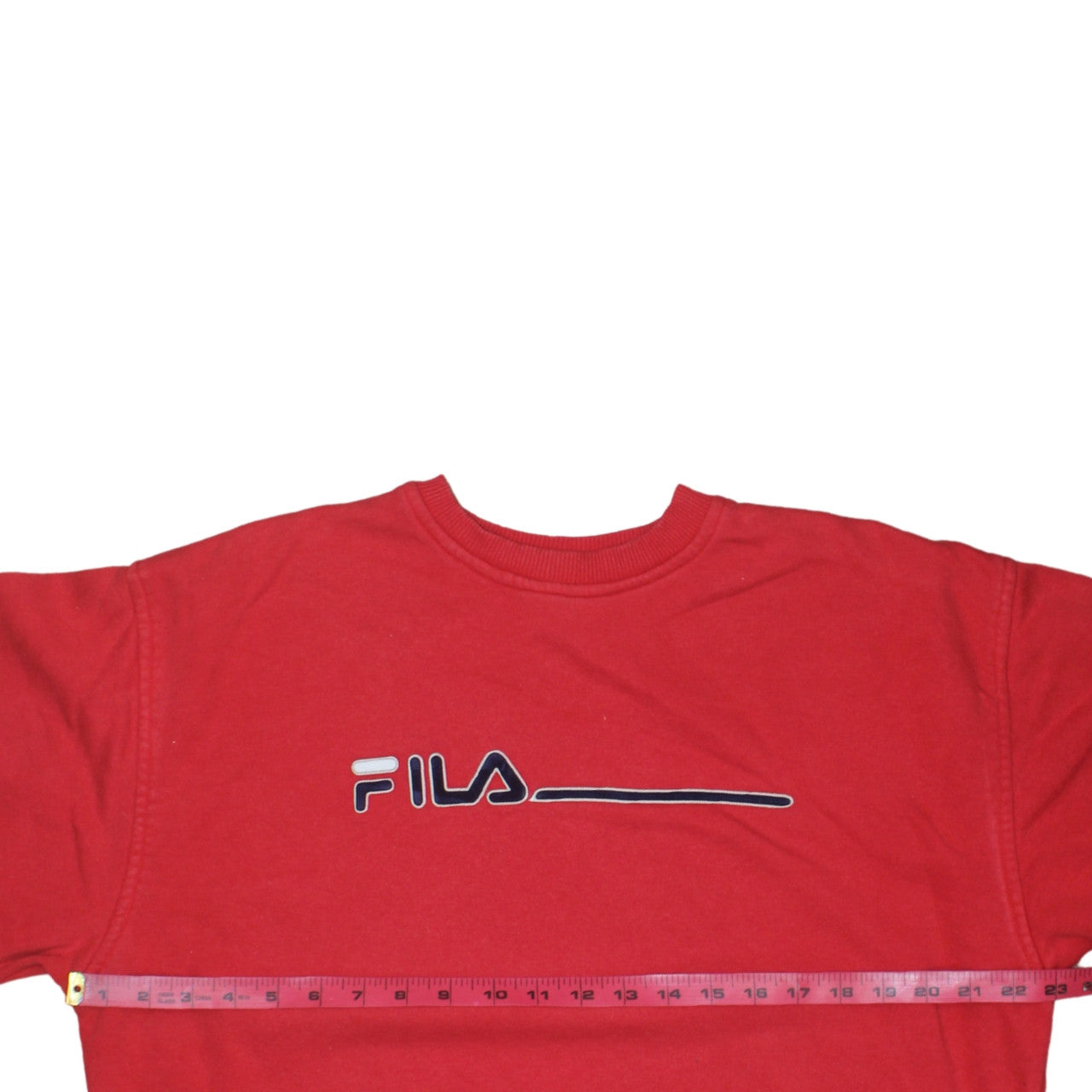 Fila Mens Red Crew Neck Pullover Sweatshirt Size S Logo Print