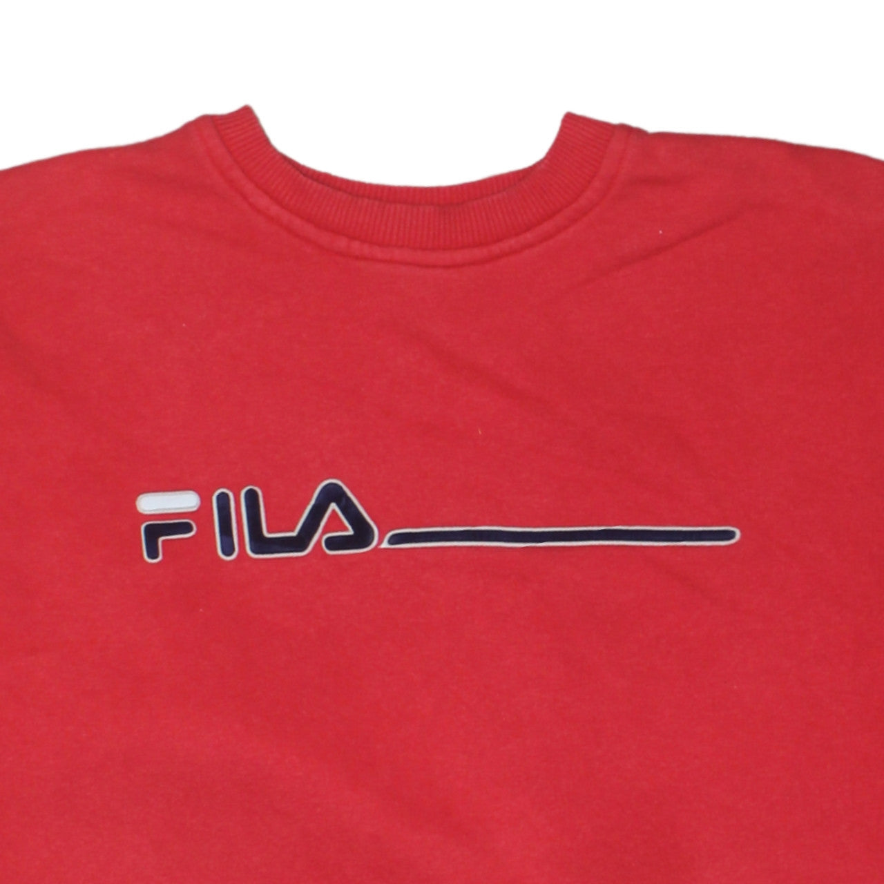 Fila Mens Red Crew Neck Pullover Sweatshirt Size S Logo Print