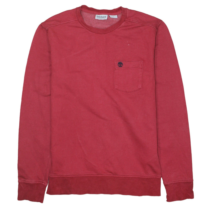 Timberland Men’s Red Crew Neck Cotton Pullover Sweatshirt Size M