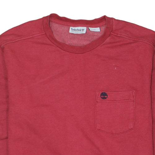 Timberland Men’s Red Crew Neck Cotton Pullover Sweatshirt Size M