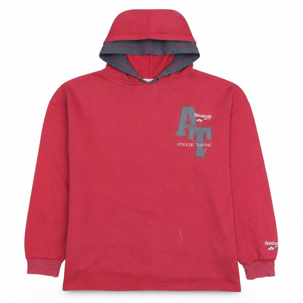 Front view of Reebok Men's Red Pullover Hoodie M Athletic Training Fleece