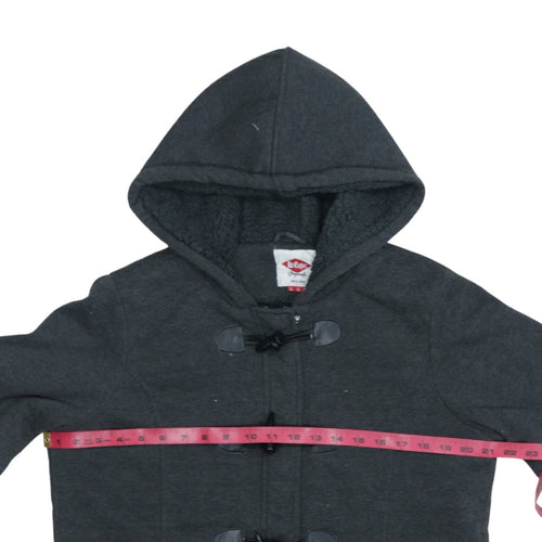 Lee Cooper Womens Charcoal Hooded Buckle Cape Coat Size 16