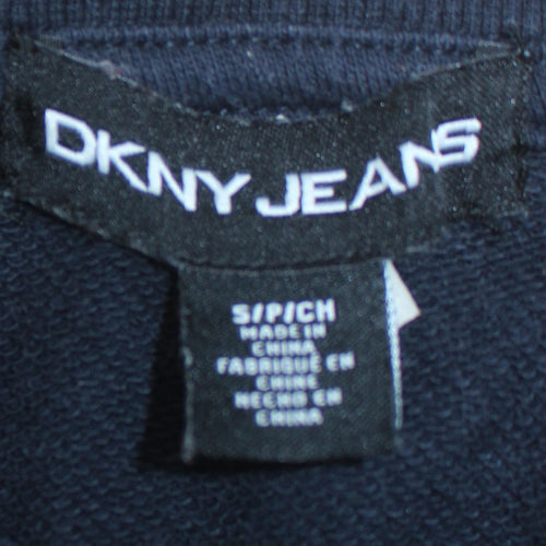 DKNY Jeans Women's Navy Blue Sequin Logo Pullover Sweatshirt Size S