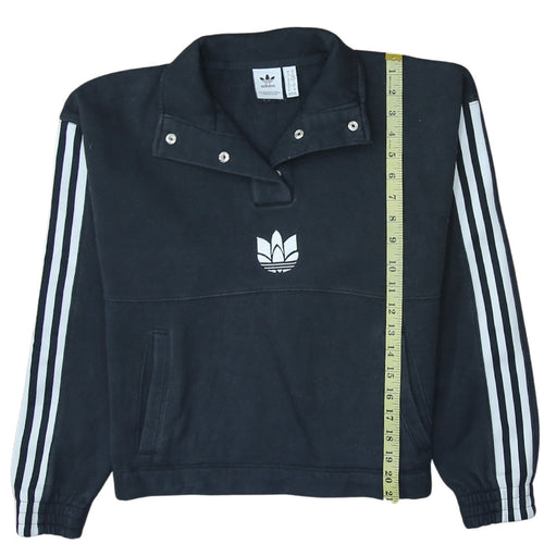 Adidas Womens Black XS Pullover Sweatshirt with Logo and Stripes