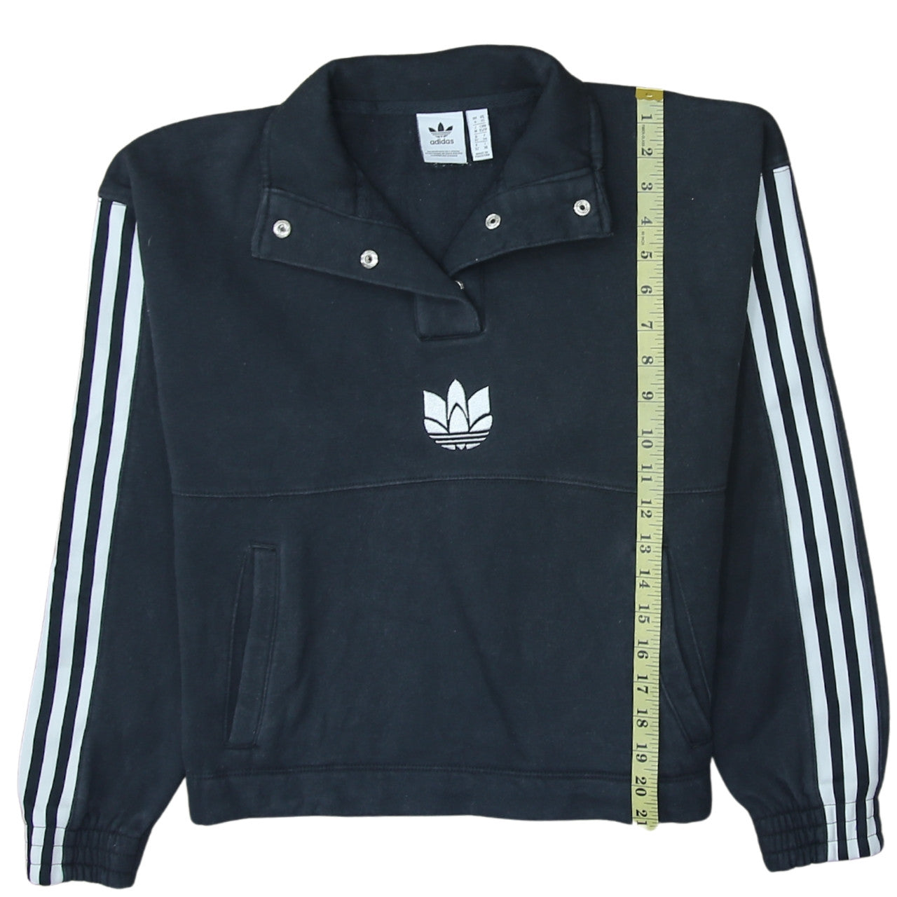 Adidas Womens Black XS Pullover Sweatshirt with Logo and Stripes