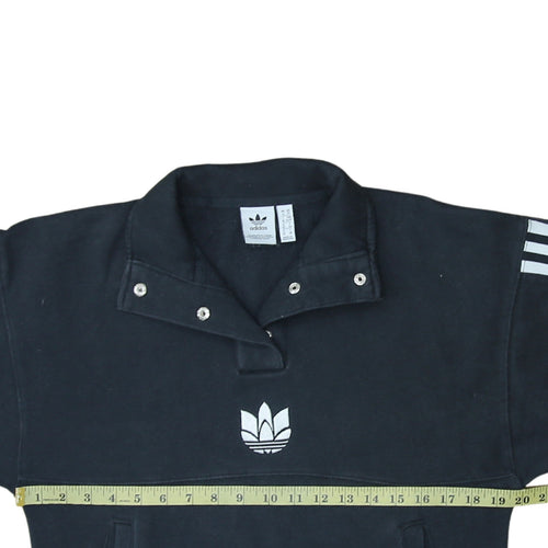Adidas Womens Black XS Pullover Sweatshirt with Logo and Stripes