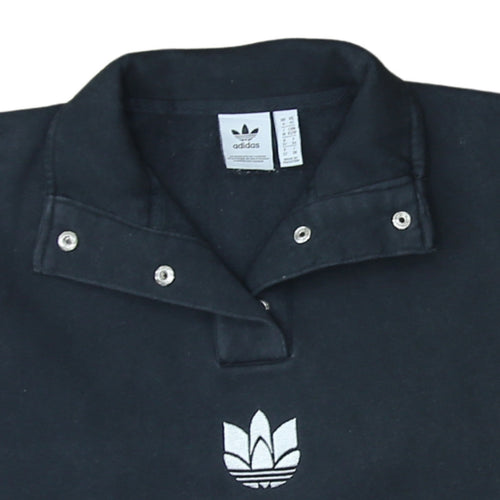 Adidas Womens Black XS Pullover Sweatshirt with Logo and Stripes