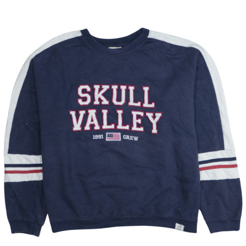 Pull & Bear Women's Navy Skull Valley Crew Neck Sweatshirt Size S