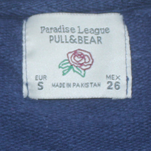 Pull & Bear Women's Navy Skull Valley Crew Neck Sweatshirt Size S