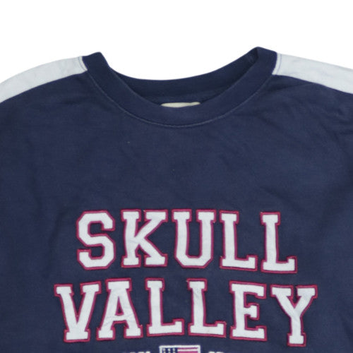 Pull & Bear Women's Navy Skull Valley Crew Neck Sweatshirt Size S