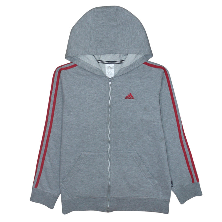 Adidas Boys Grey Full Zip Hoodie Size 10 Years Classic Sportswear