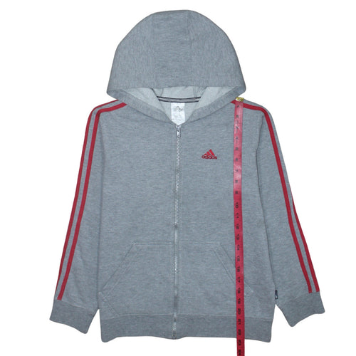 Adidas Boys Grey Full Zip Hoodie Size 10 Years Classic Sportswear