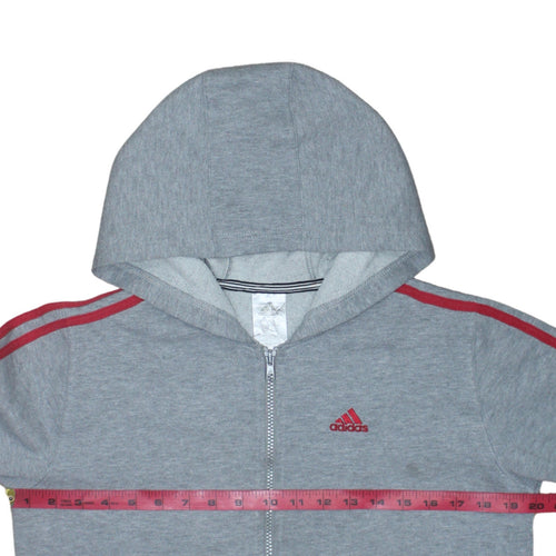 Adidas Boys Grey Full Zip Hoodie Size 10 Years Classic Sportswear