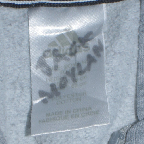 Adidas Boys Grey Full Zip Hoodie Size 10 Years Classic Sportswear