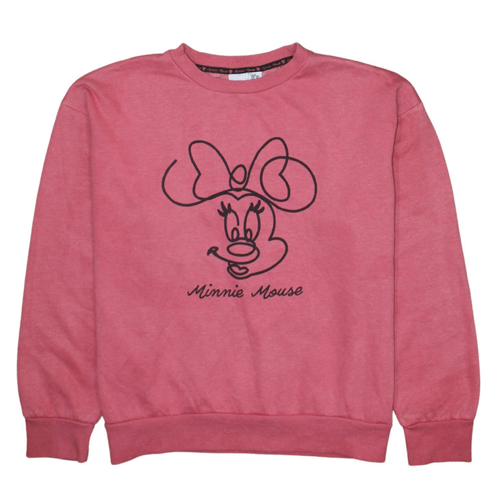 Disney Women Pink Minnie Mouse Sweatshirt UK 12 Crew Neck Pullover