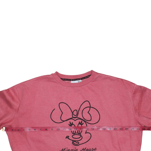 Disney Women Pink Minnie Mouse Sweatshirt UK 12 Crew Neck Pullover