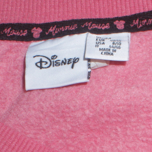 Disney Women Pink Minnie Mouse Sweatshirt UK 12 Crew Neck Pullover