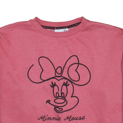 Disney Women Pink Minnie Mouse Sweatshirt UK 12 Crew Neck Pullover