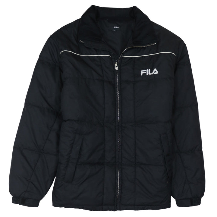 Fila Men's Black Puffer Jacket Size M Warm Quilted Winter Coat