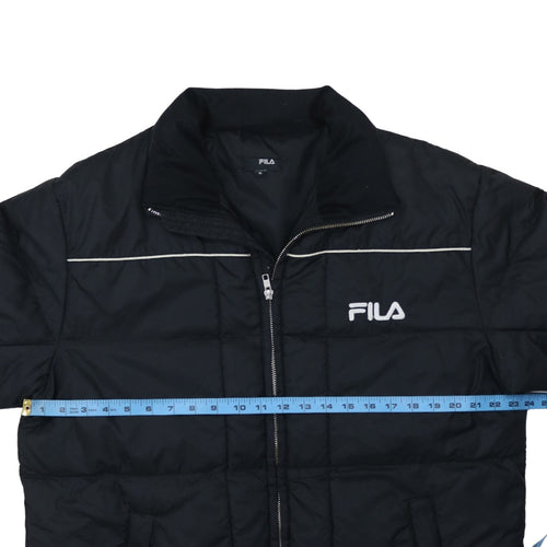 Fila Men's Black Puffer Jacket Size M Warm Quilted Winter Coat