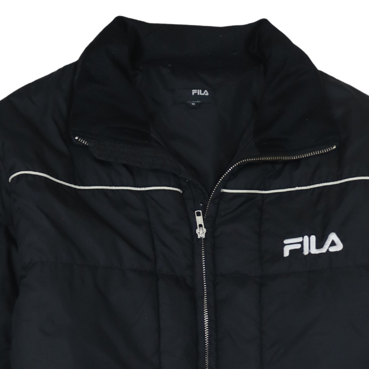 Fila Men's Black Puffer Jacket Size M Warm Quilted Winter Coat